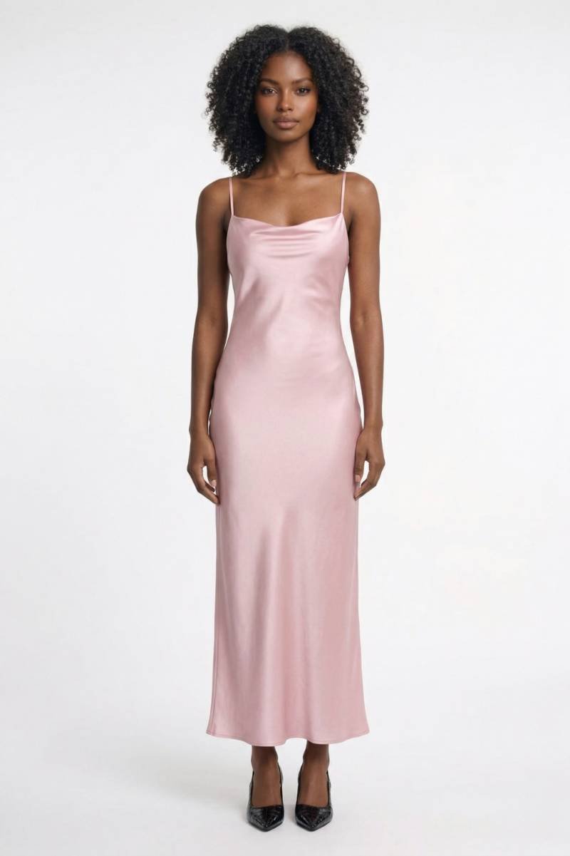 Maxi Dress Women - Slip Style with Thin Straps | Elegant - Pink