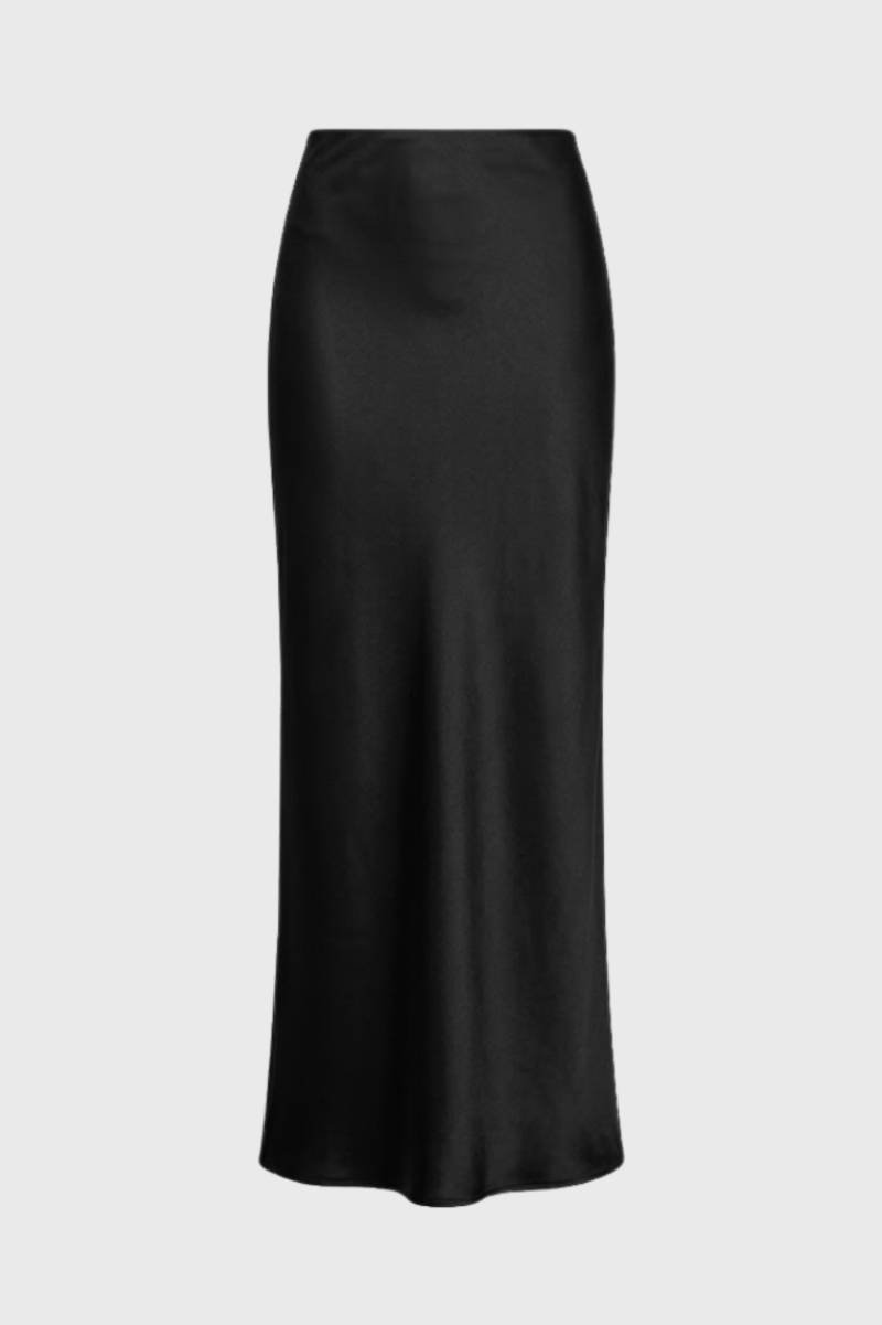 Maxi Skirt Women - High Waisted Side Zip | Elegant — Black