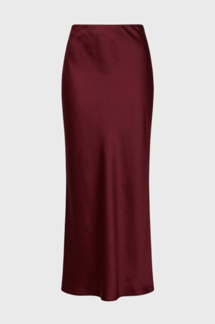 Maxi Skirt Women - High Waisted Side Zip | Elegant — Wine