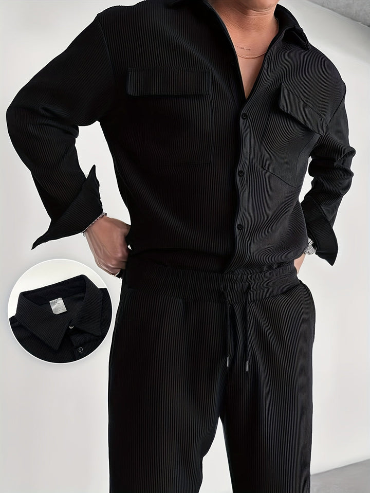 Men's Co-ord Set - Long Sleeve Shirt with Matching Trousers | Elegant