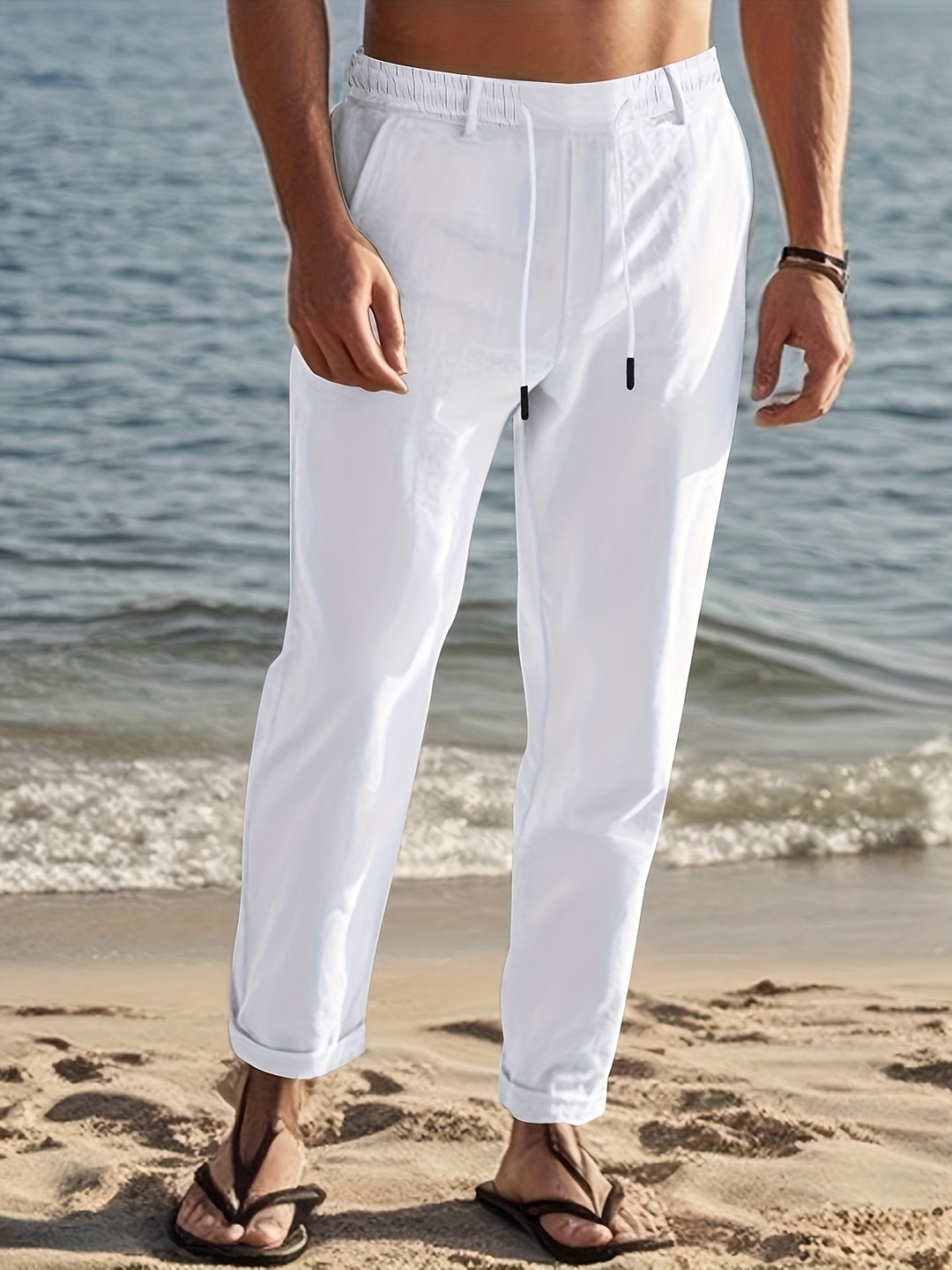 Men's Trousers - Relaxed Fit Drawstring Waist | Summer Casual Style