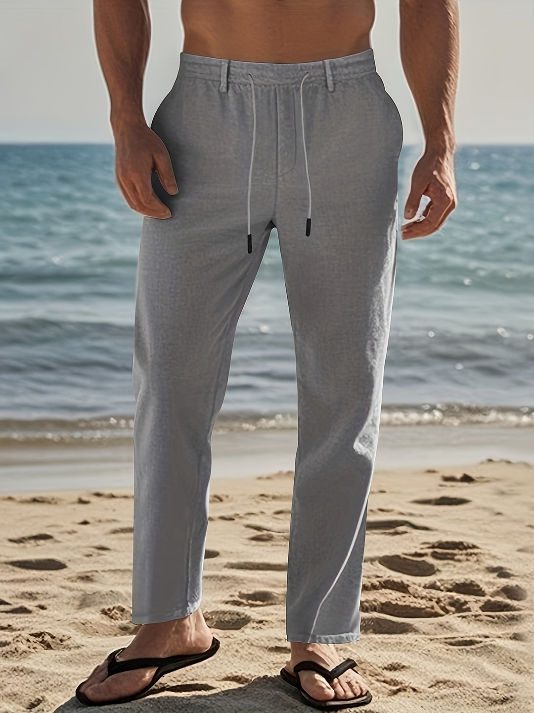 Men's Trousers - Relaxed Fit Drawstring Waist | Summer Casual Style