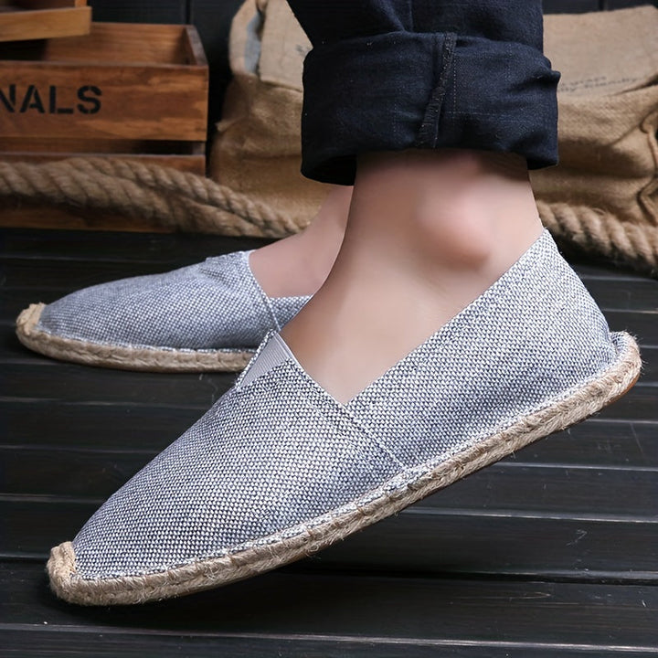 Loafers Men - Slip On Espadrille with Rope Trim and Flat Sole | Summer