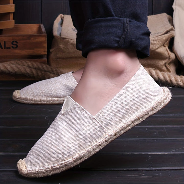 Loafers Men - Slip On Espadrille with Rope Trim and Flat Sole | Summer