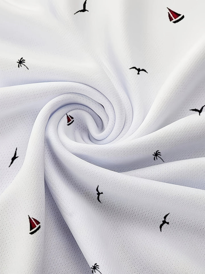 Polo Shirt Men - Slim Fit Short Sleeve with Allover Print | Casual