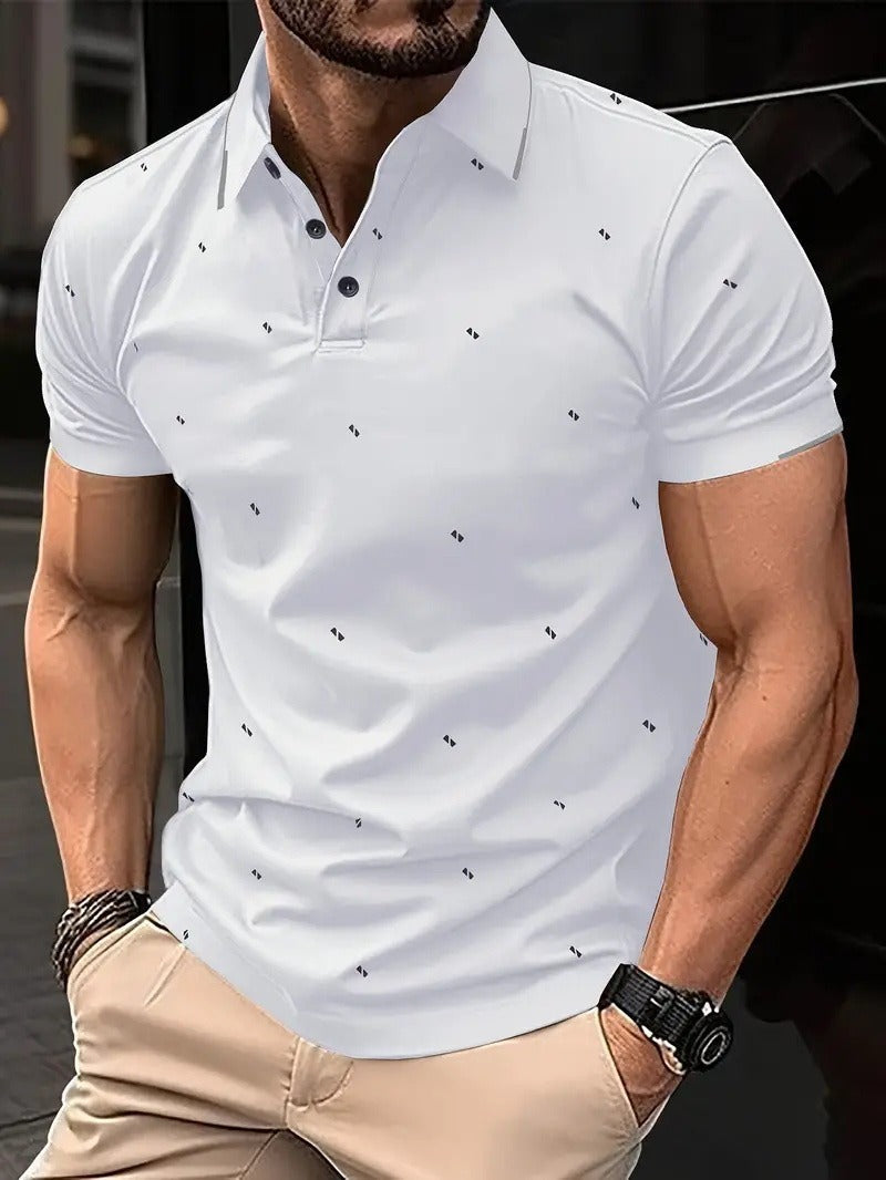 Polo Shirt Men - Slim Fit Short Sleeve with Allover Print | Casual
