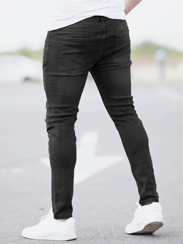 Men's Jeans - Skinny Fit Ripped with Light Washed Finish | Casual