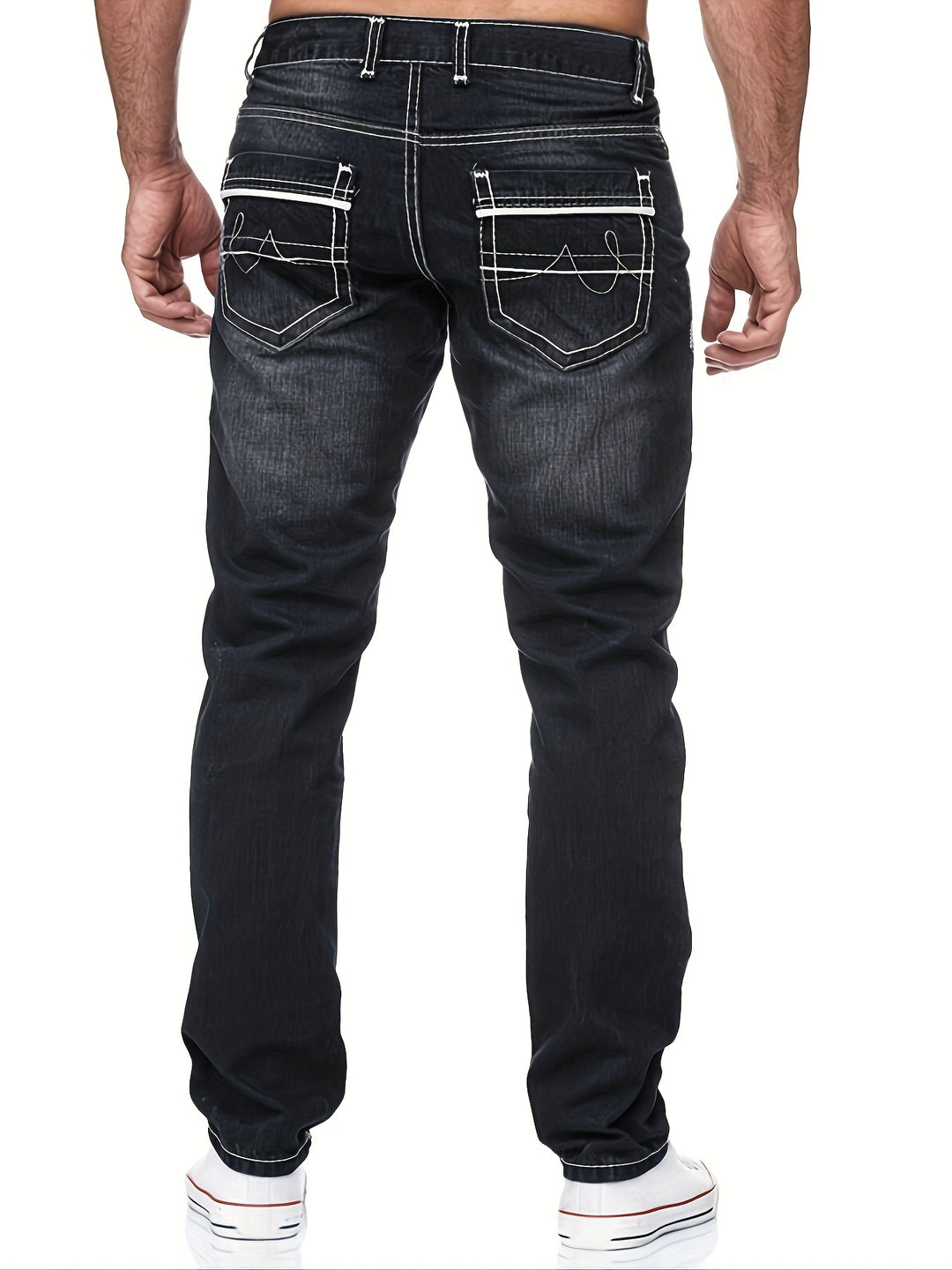 Mens Jeans - Straight Fit with Contrast Stitch Detail | Casual