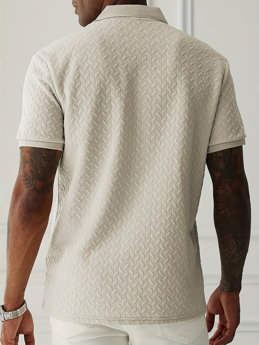 Polo Shirt Men - Relaxed Fit Short Sleeve with Textured Knit | Casual
