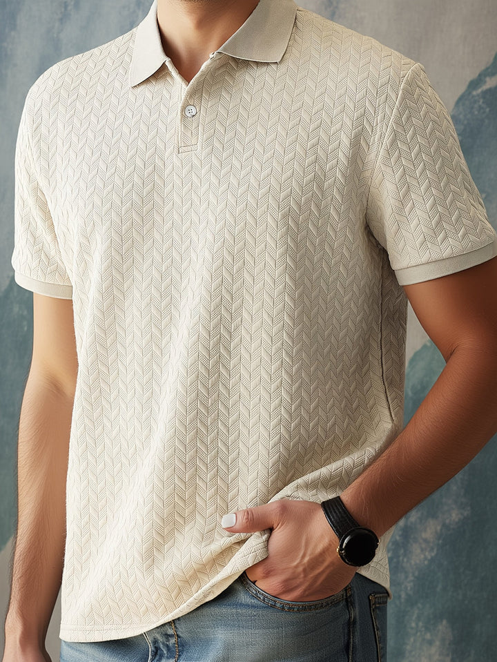Polo Shirt Men - Relaxed Fit Short Sleeve with Textured Knit | Casual