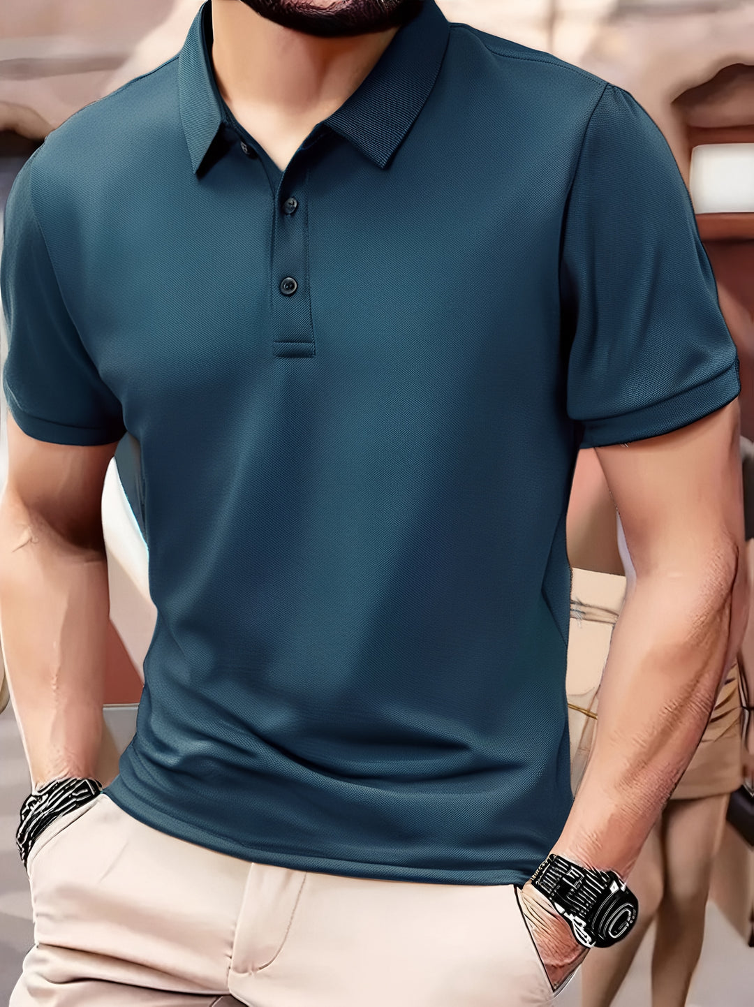 Men's Polo Shirt - Classic Slim Fit Three Button | Smart Essential