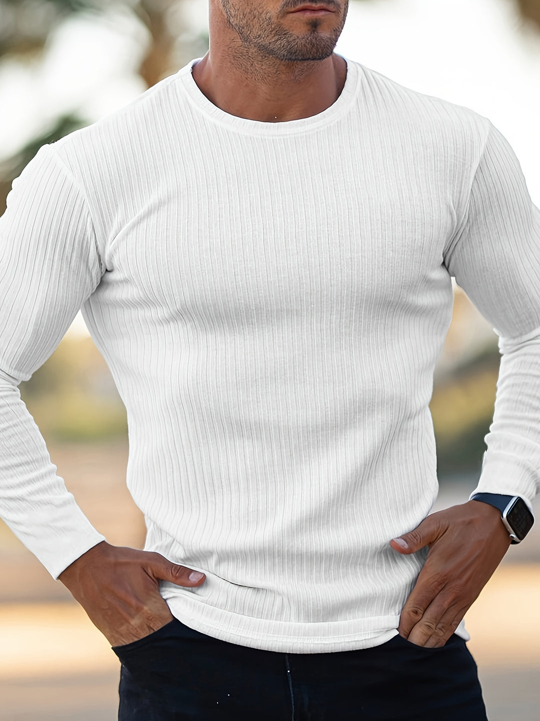 Men's Long Sleeve T-Shirt - Fitted Slim Cut | Casual Essential