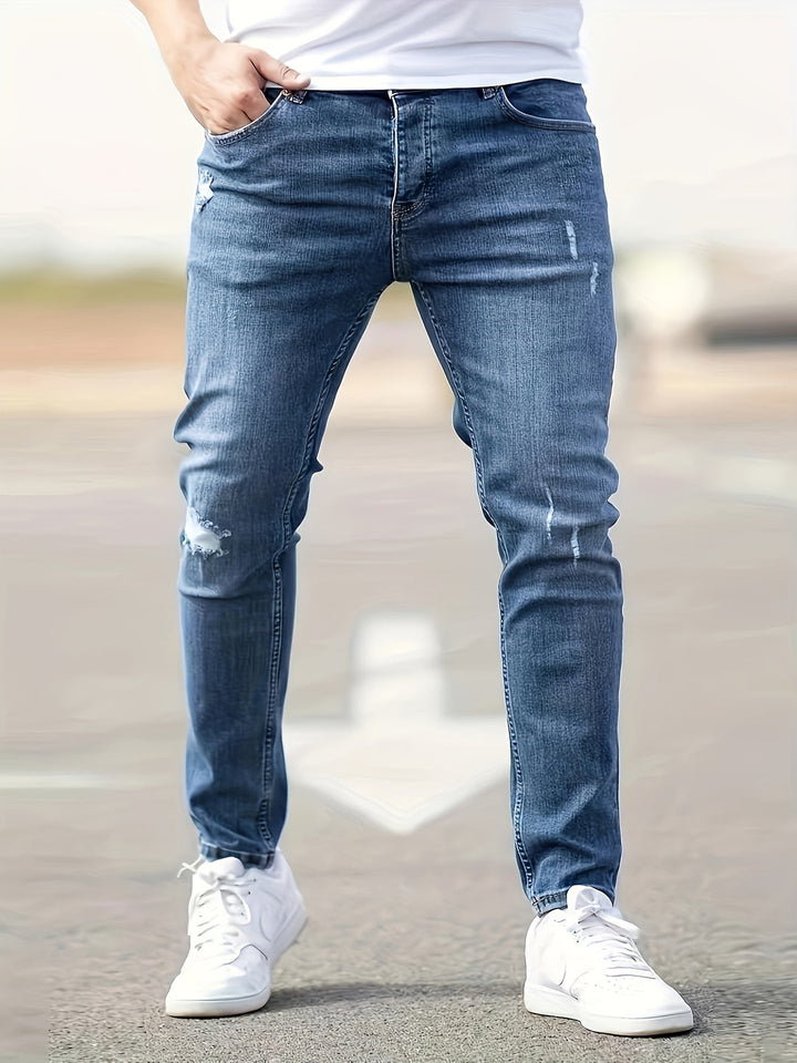 Mens Jeans - Slim Fit Tapered Leg with Distressed Detail | Casual
