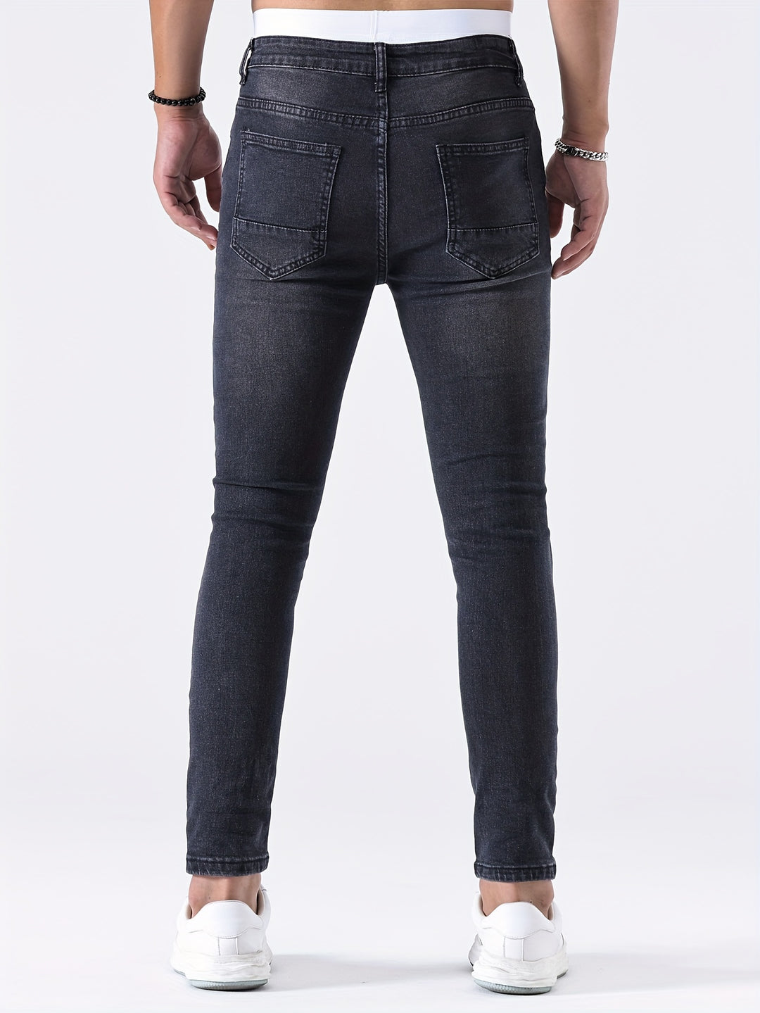 Men's Jeans - Skinny Fit Heavily Distressed Washed Finish | Casual