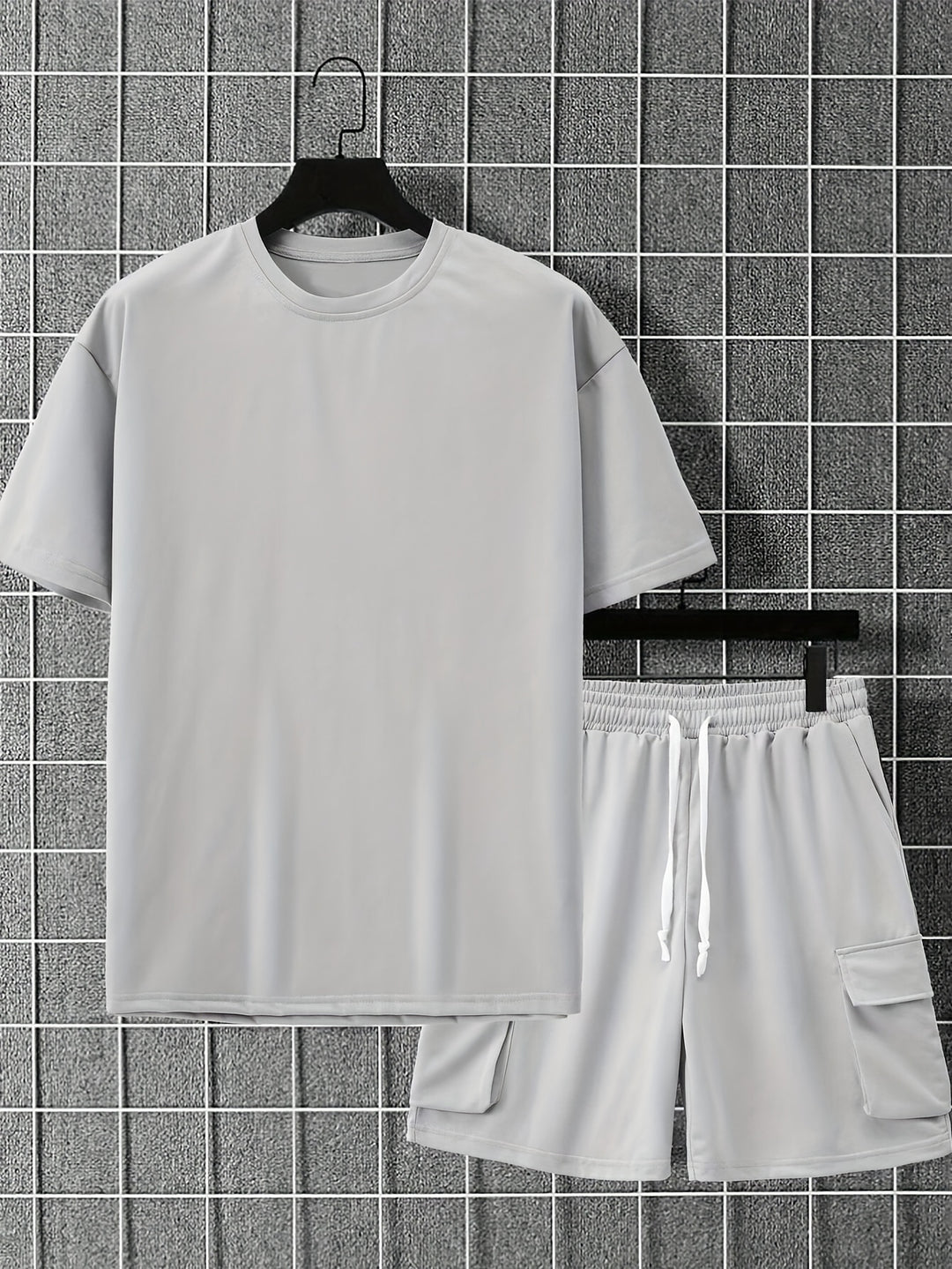 Men's Co-ord Set - Oversized Tee with Matching Cargo Shorts | Casual