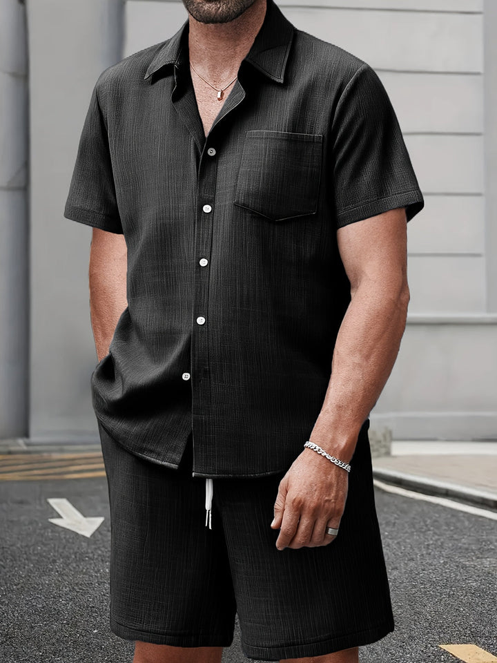 Men's Co-ord Set - Short Sleeve Shirt Matching Shorts | Summer