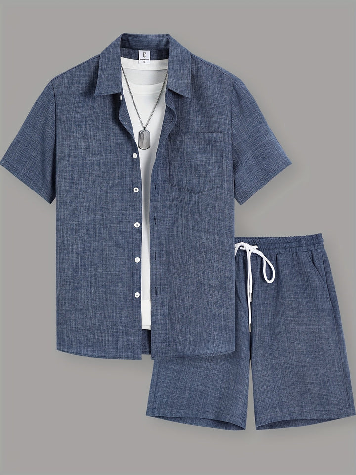 Men's Co-ord Set - Short Sleeve Shirt Matching Shorts | Summer