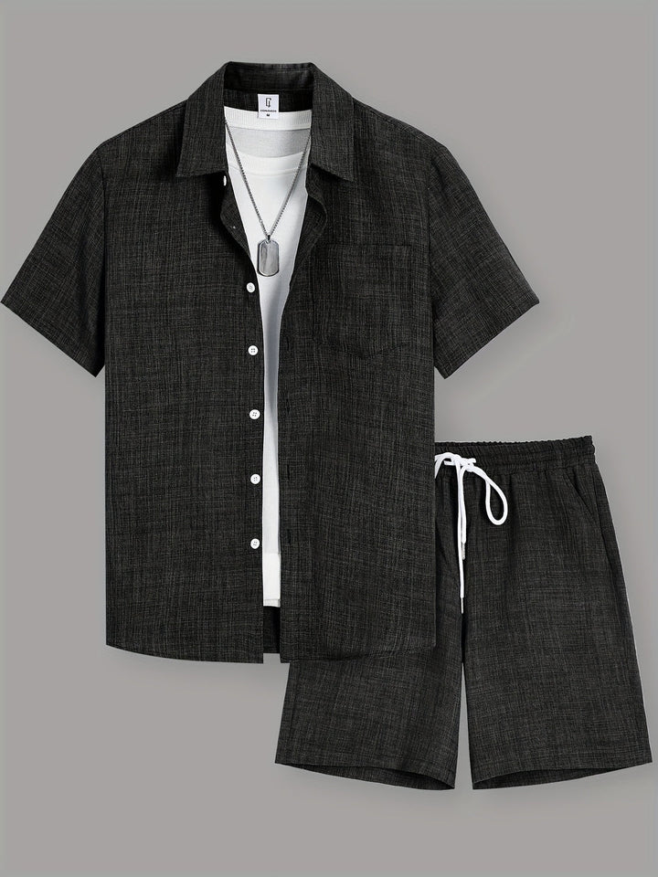 Men's Co-ord Set - Short Sleeve Shirt Matching Shorts | Summer