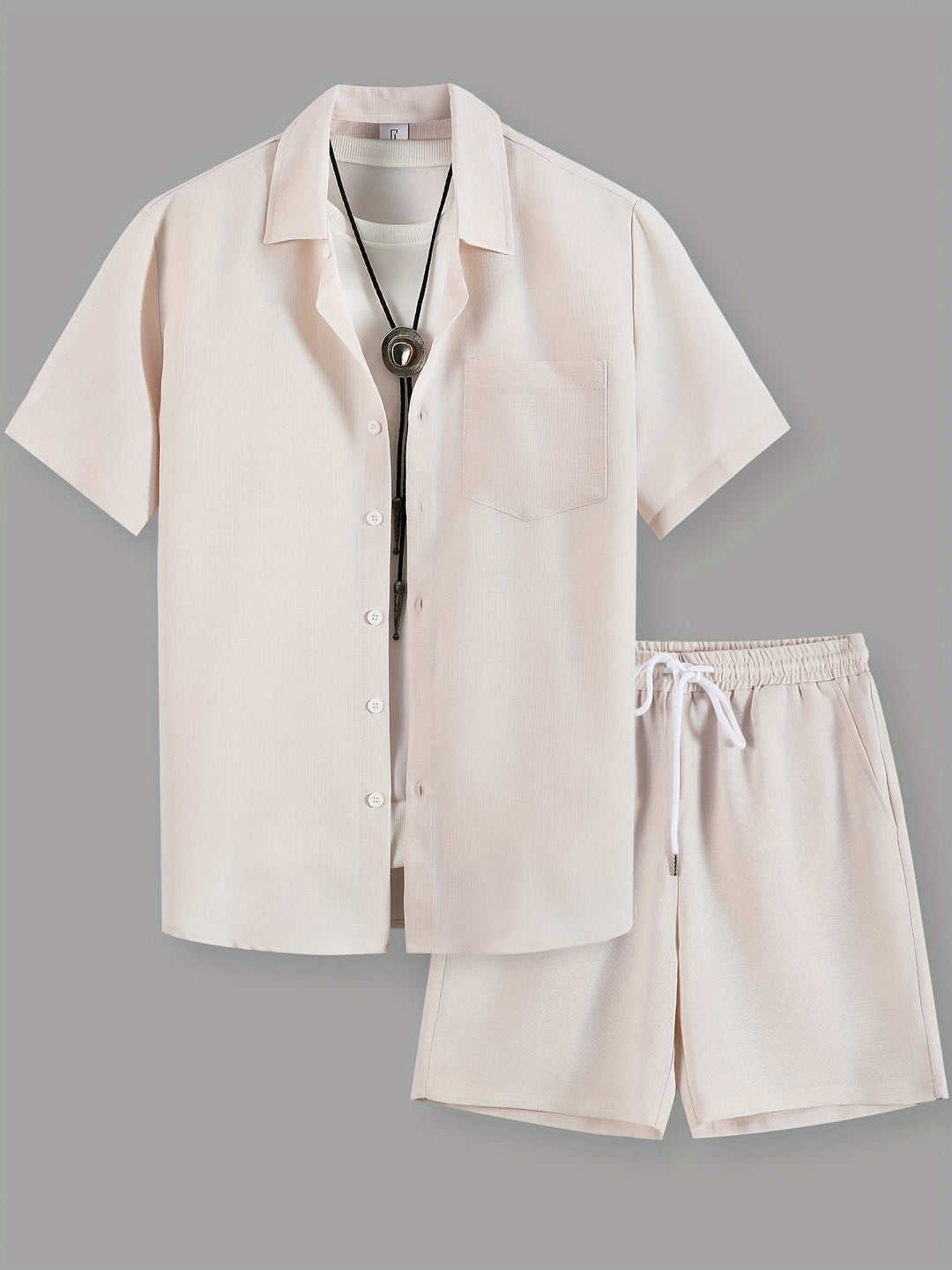 Men's Co-ord Set - Short Sleeve Shirt Matching Shorts | Summer