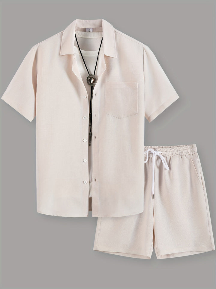 Men's Co-ord Set - Short Sleeve Shirt Matching Shorts | Summer