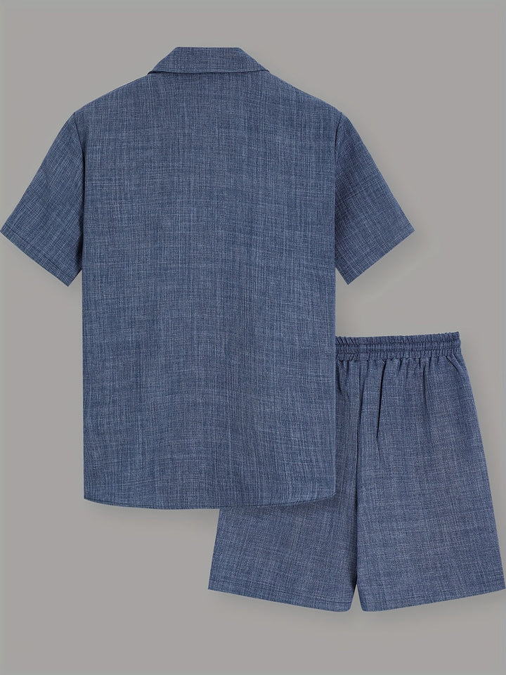 Men's Co-ord Set - Short Sleeve Shirt Matching Shorts | Summer