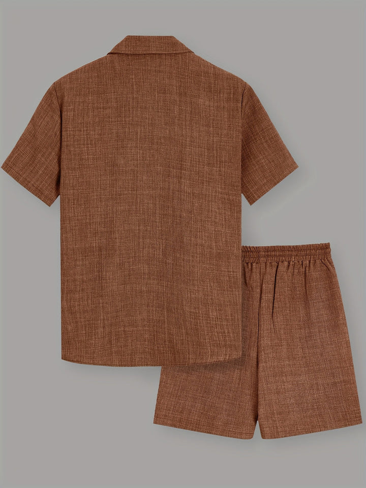 Men's Co-ord Set - Short Sleeve Shirt Matching Shorts | Summer