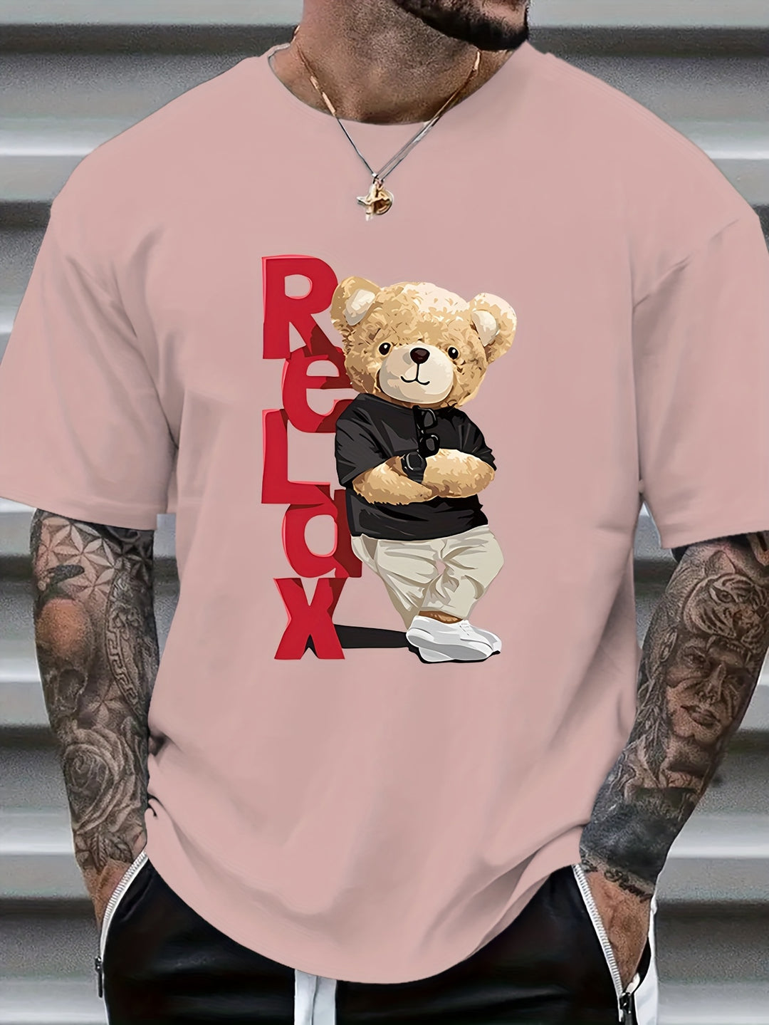 Men's Graphic T-Shirt - Bear Print with Slogan | Oversized Casual Fit