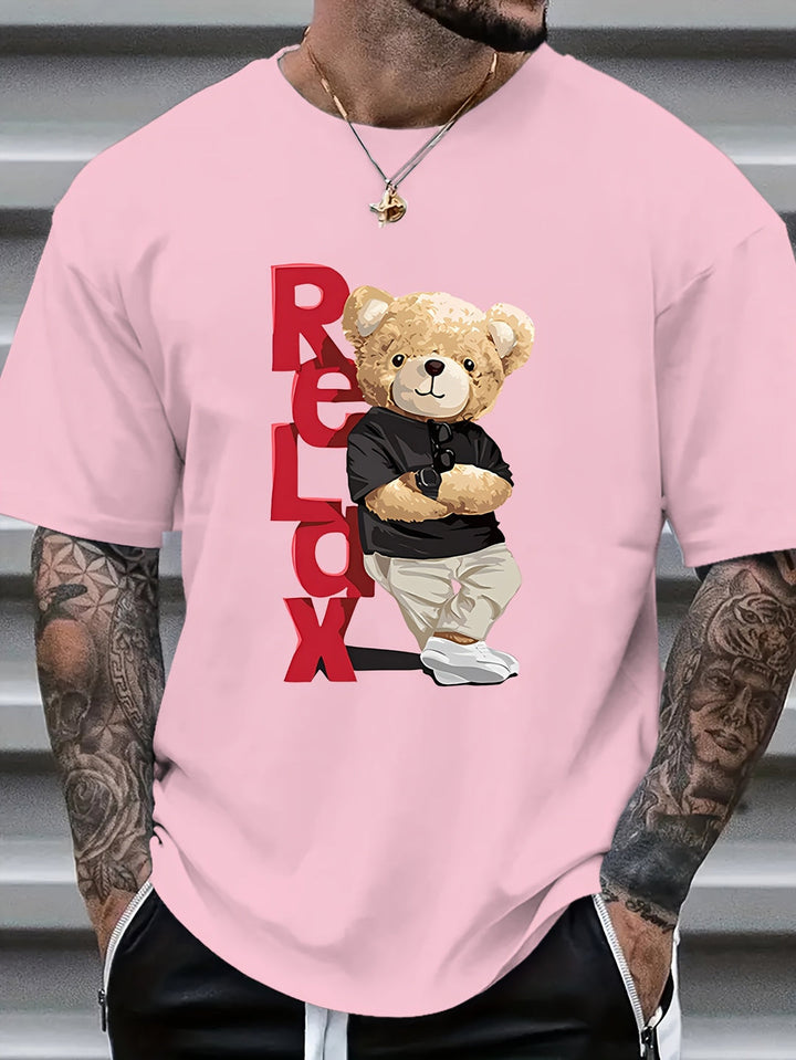 Men's Graphic T-Shirt - Bear Print with Slogan | Oversized Casual Fit