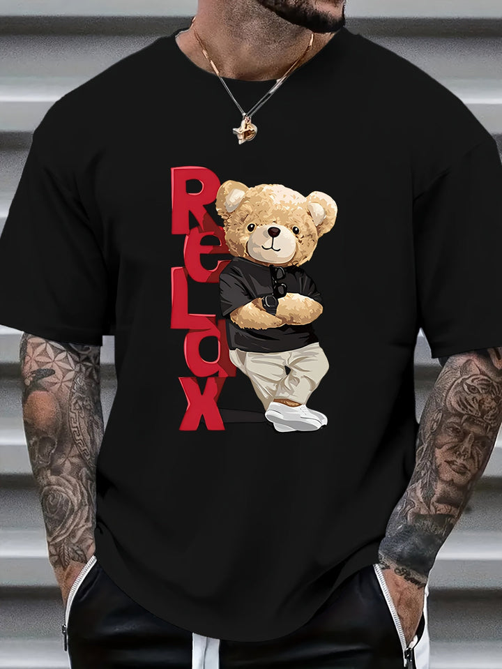 Men's Graphic T-Shirt - Bear Print with Slogan | Oversized Casual Fit