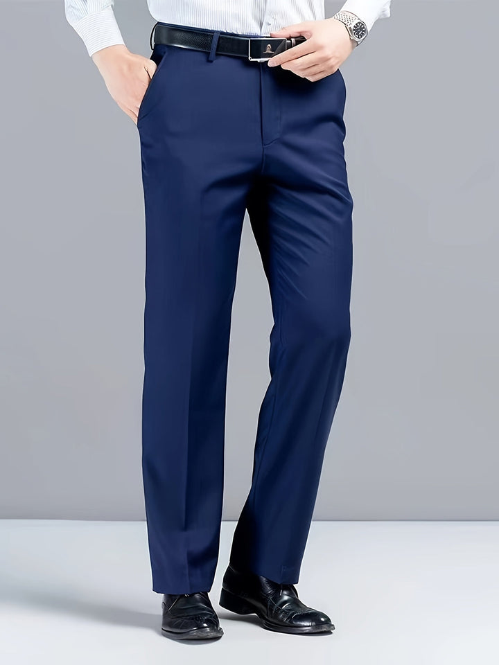 Mens Trousers - Slim Fit Straight Leg with Flat Front | Smart Casual