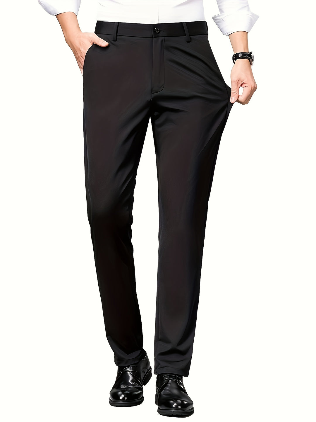 Mens Trousers - Slim Fit Straight Leg with Flat Front | Smart Casual