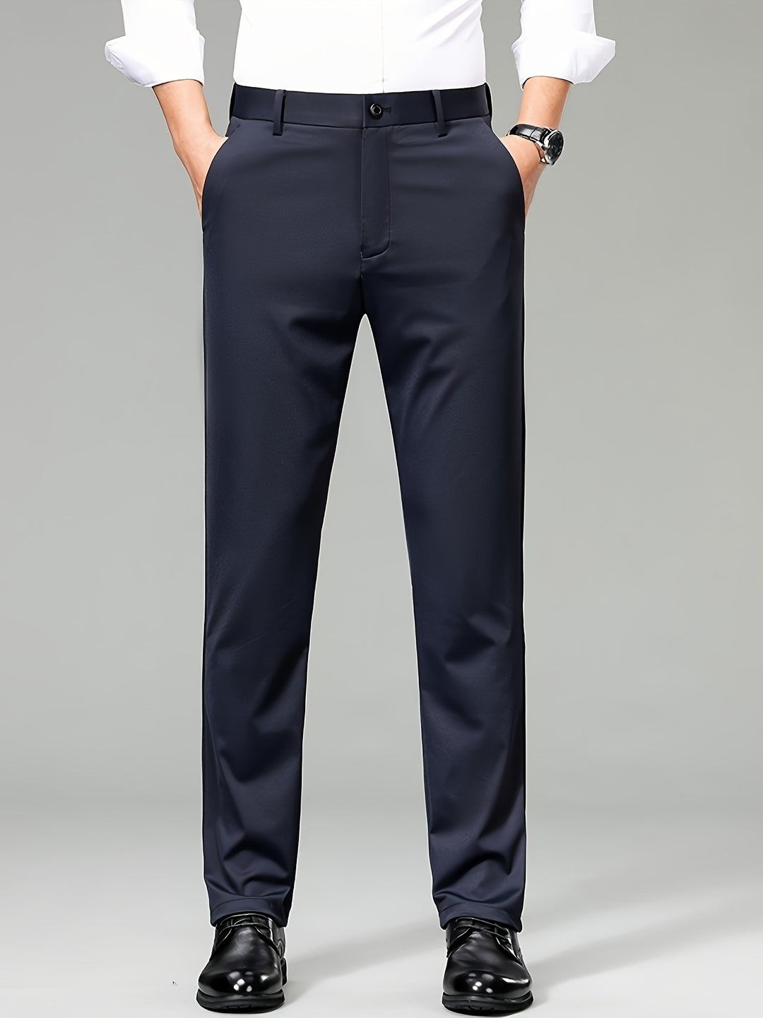 Mens Trousers - Slim Fit Straight Leg with Flat Front | Smart Casual