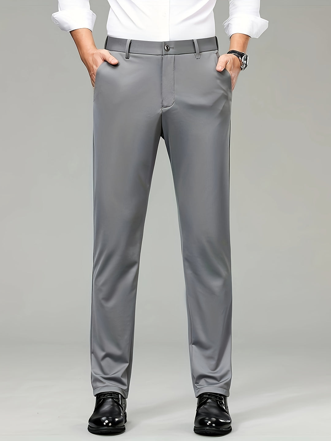 Mens Trousers - Slim Fit Straight Leg with Flat Front | Smart Casual