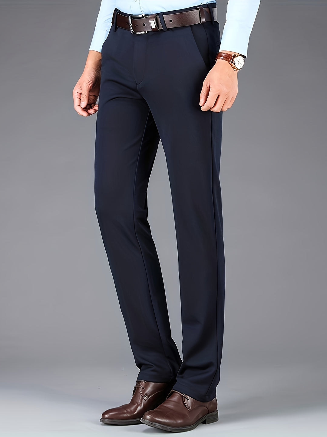 Mens Trousers - Slim Fit Straight Leg with Flat Front | Smart Casual