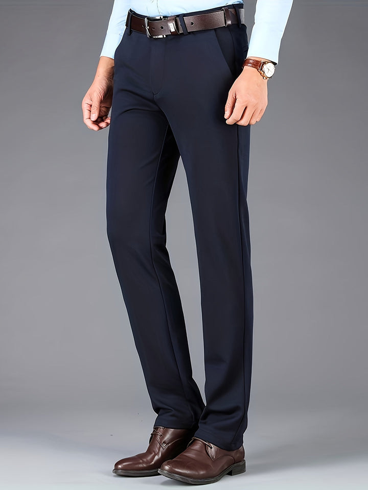 Mens Trousers - Slim Fit Straight Leg with Flat Front | Smart Casual