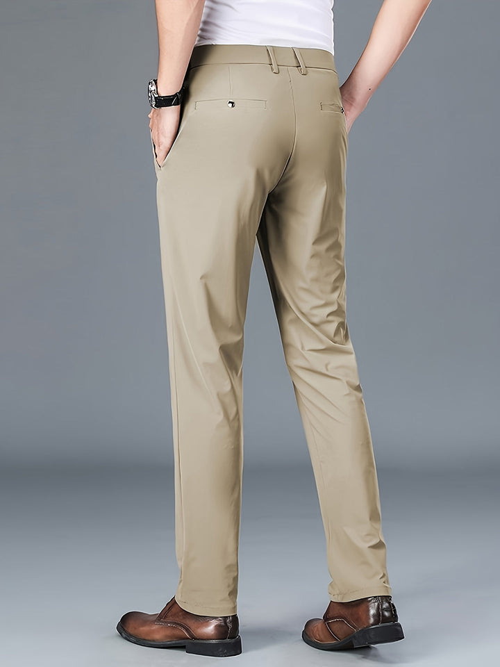 Mens Trousers - Slim Fit Straight Leg with Flat Front | Smart Casual