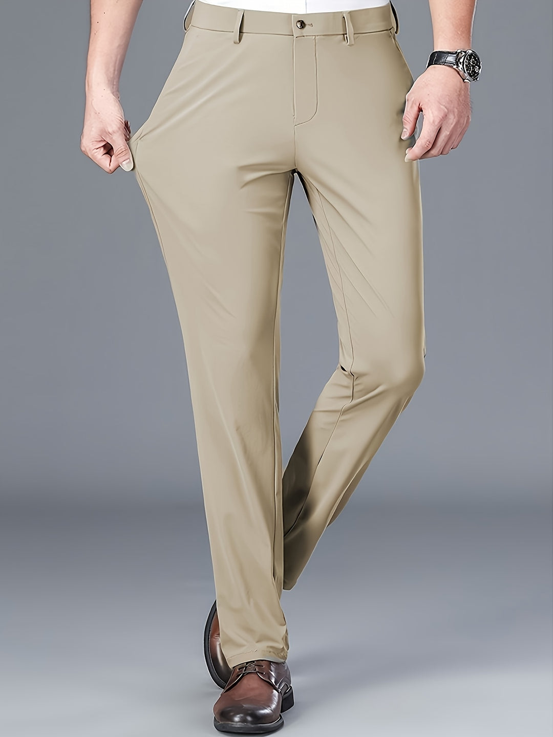 Mens Trousers - Slim Fit Straight Leg with Flat Front | Smart Casual