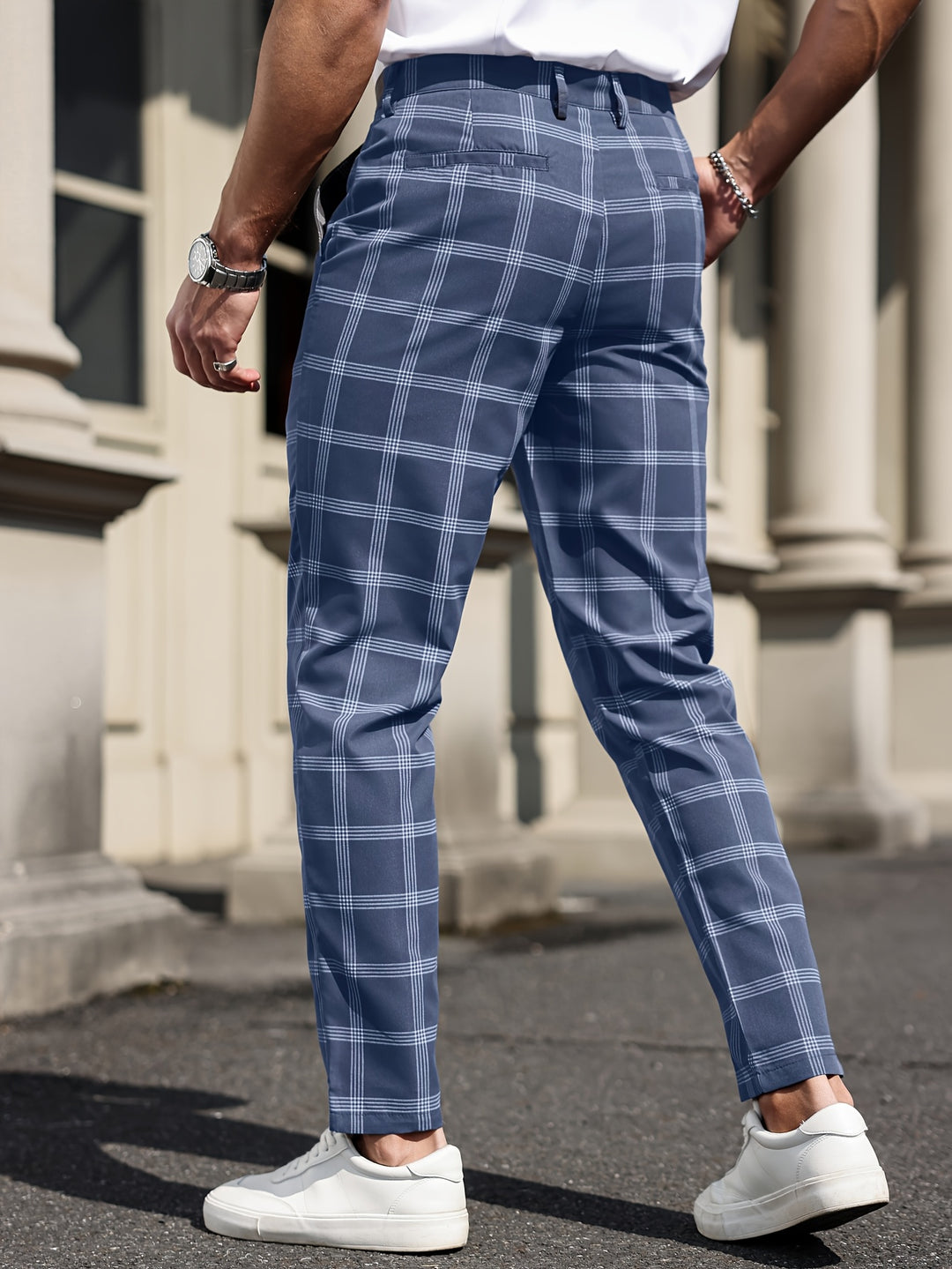 Men's Chinos - Slim Fit Bold Check Pattern | Smart Casual Style