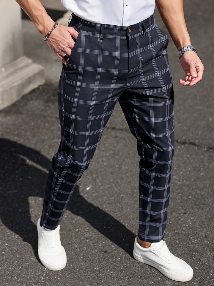 Men's Chinos - Slim Fit Bold Check Pattern | Smart Casual Style
