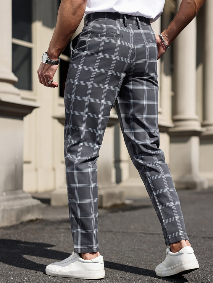 Men's Chinos - Slim Fit Bold Check Pattern | Smart Casual Style
