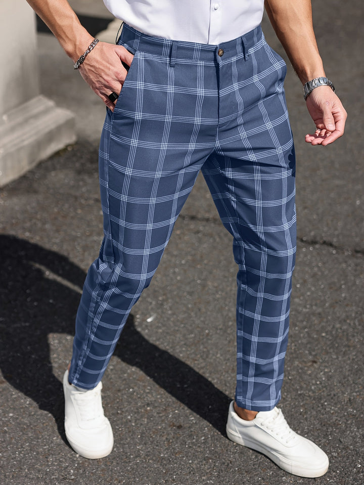 Men's Chinos - Slim Fit Bold Check Pattern | Smart Casual Style