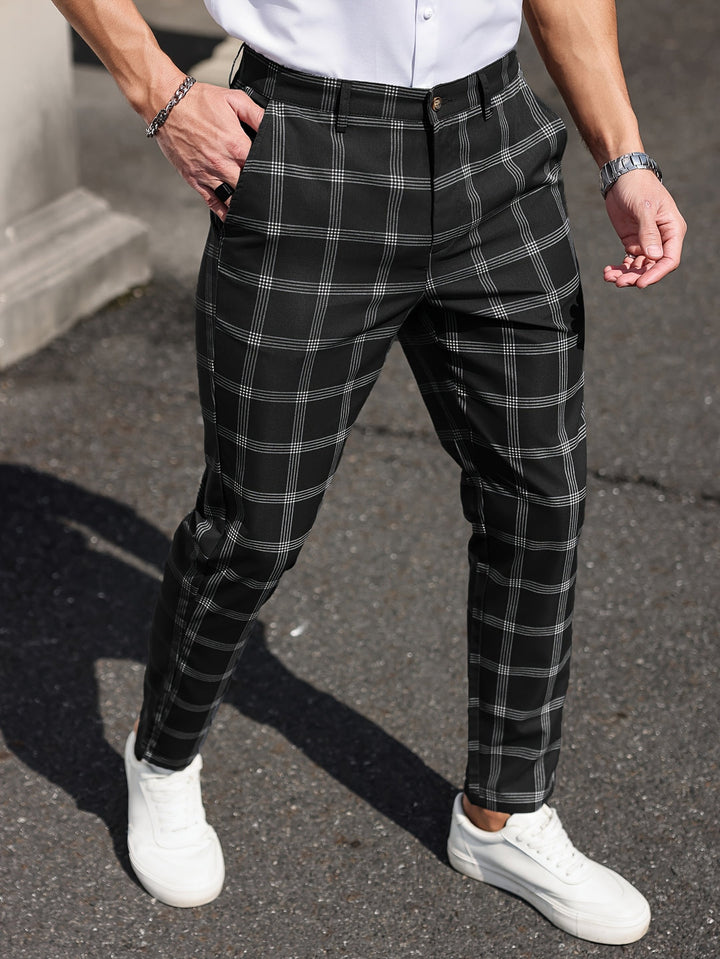 Men's Chinos - Slim Fit Bold Check Pattern | Smart Casual Style