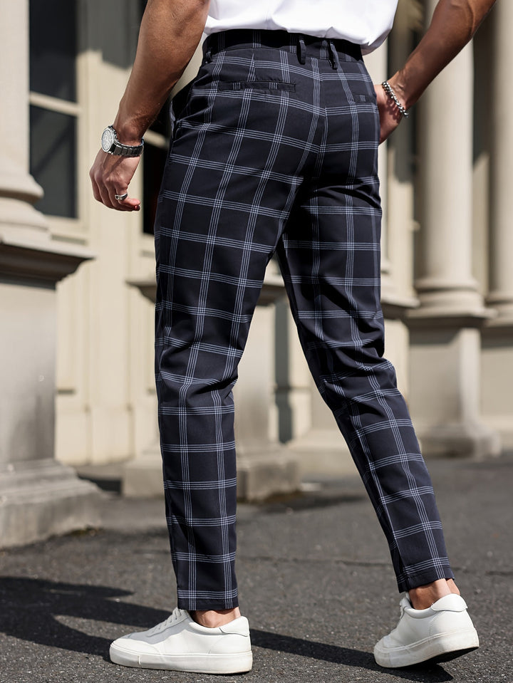Men's Chinos - Slim Fit Bold Check Pattern | Smart Casual Style