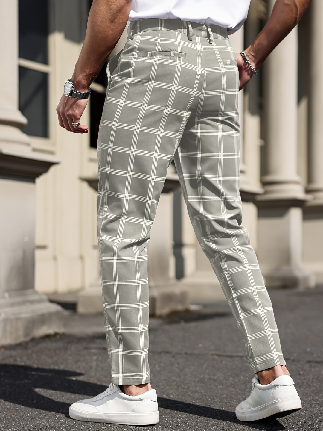 Men's Chinos - Slim Fit Bold Check Pattern | Smart Casual Style