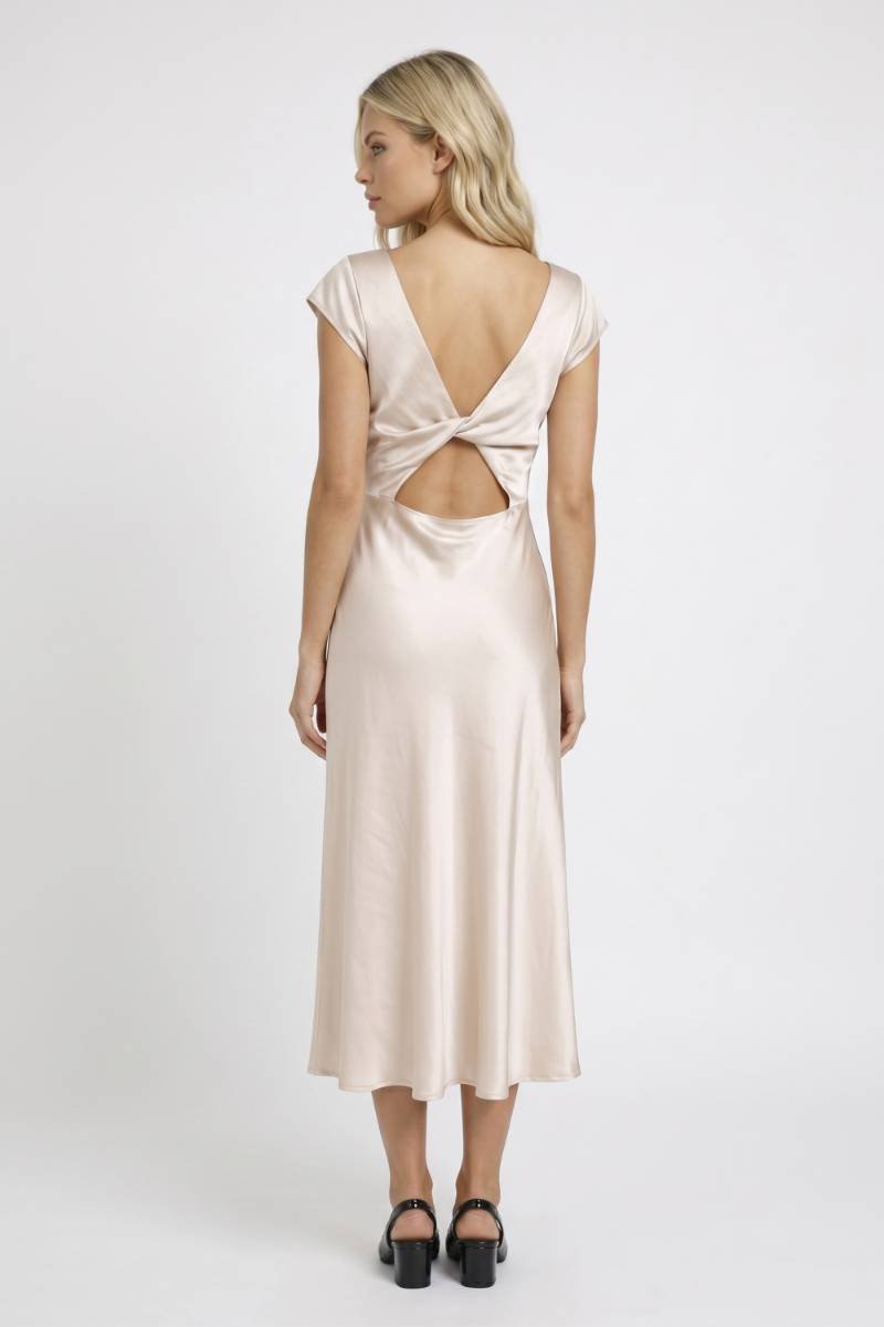 Midi Dress Women - Cowl Neck Side Slit | Elegant — Champagne