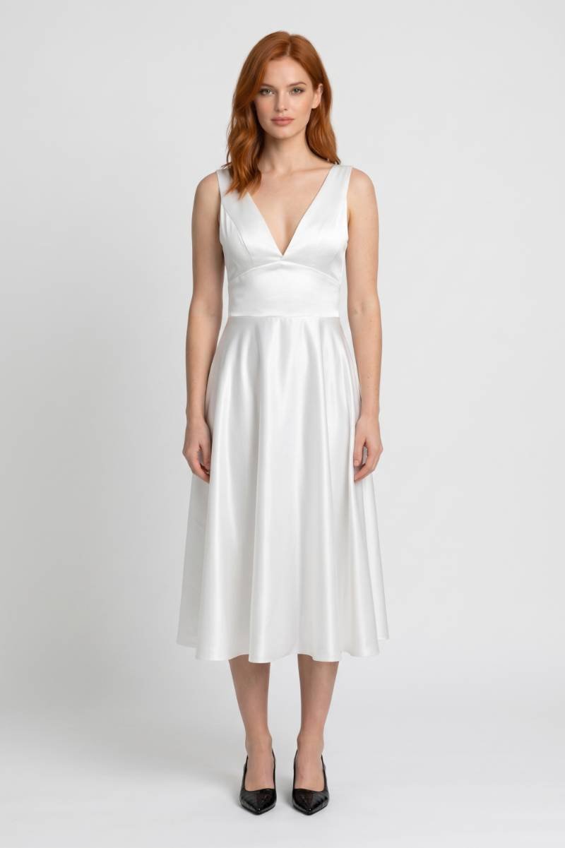 Midi Dress Women - Deep V-Neck Sleeveless | Elegant