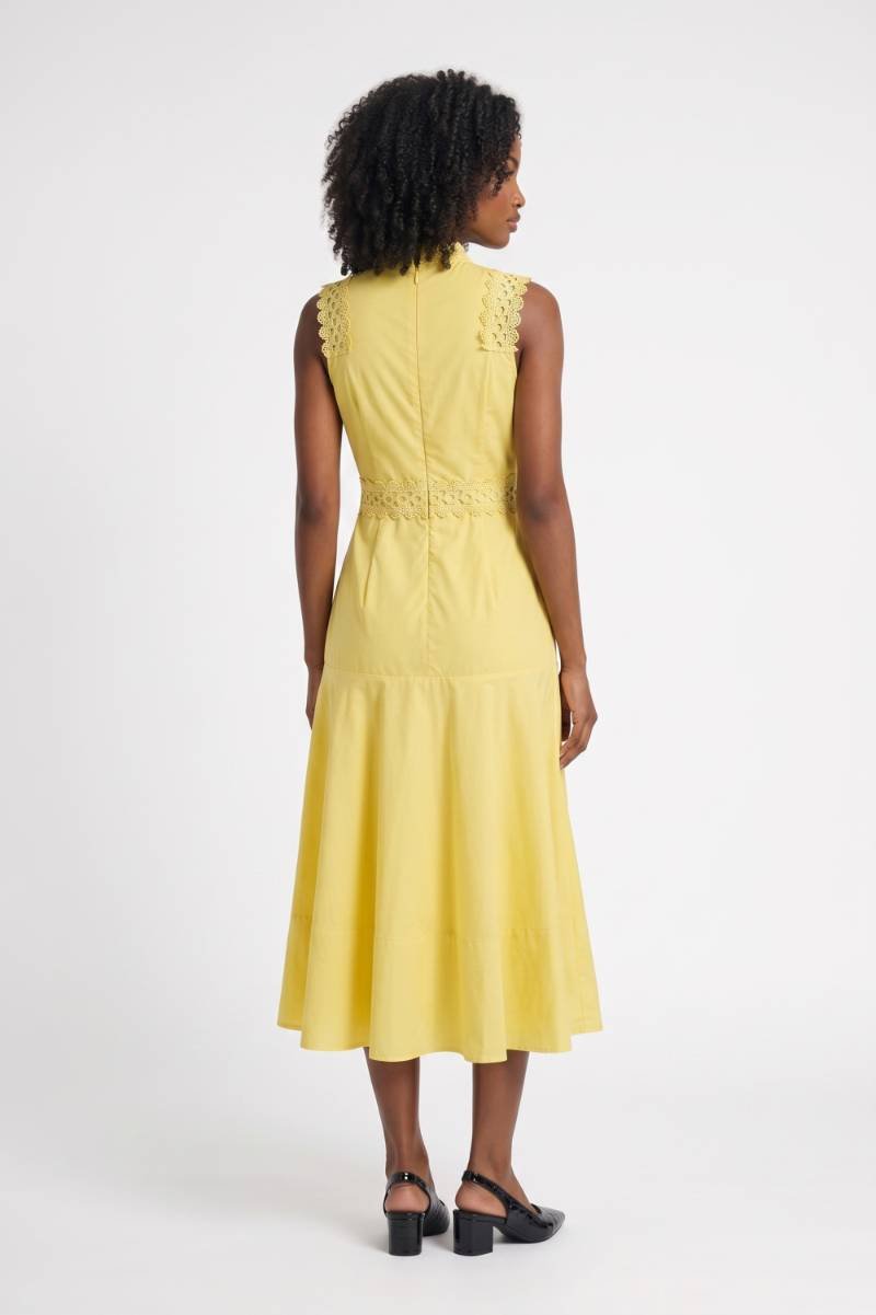 Midi Dress Women - Detail High Neck Sleeveless | Elegant — Yellow