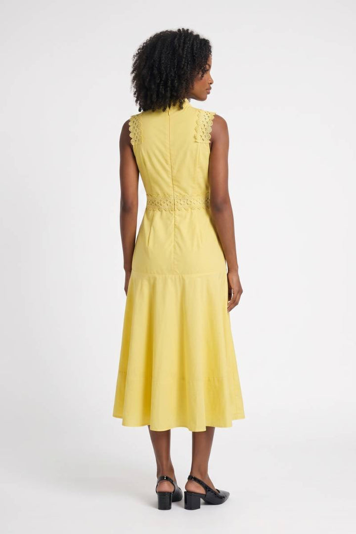 Midi Dress Women - Detail High Neck Sleeveless | Elegant — Yellow