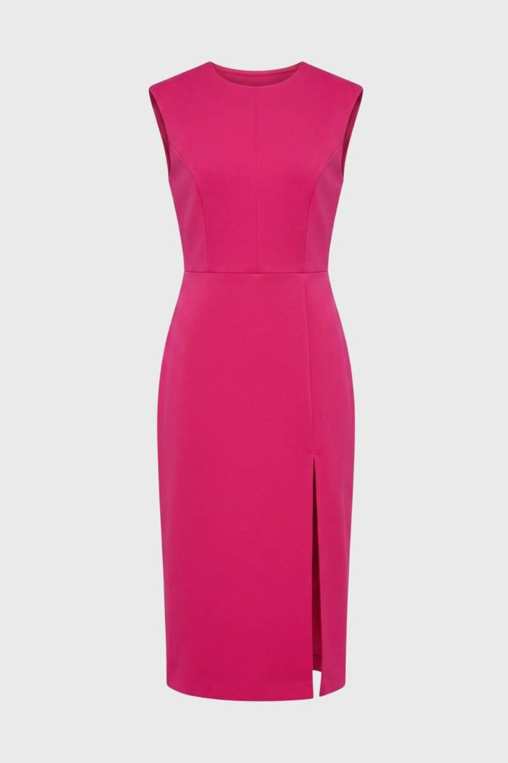 Midi Dress Women - Sleeveless Side Slit | Professional Chic — Pink