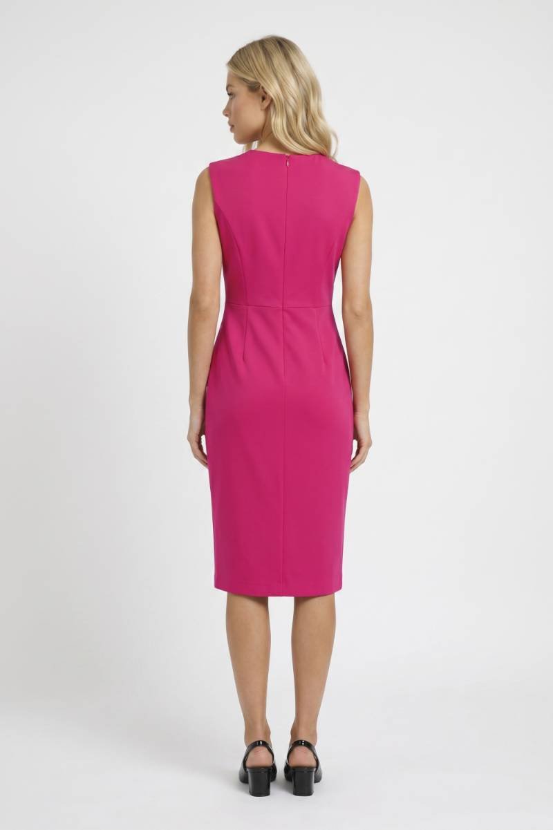 Midi Dress Women - Sleeveless Side Slit | Professional Chic — Pink